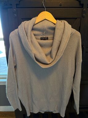 Poof New York Light Gray Cowl Neck Sweater